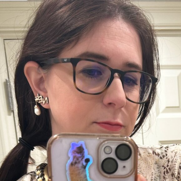 CHANEL•22K Pearl Drop Logo Earrings EUC - Picture 3 of 3